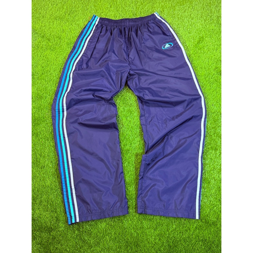Adidas Vintage Track Pants Mens XL Purple Blue Stripes Windbreaker Joggers